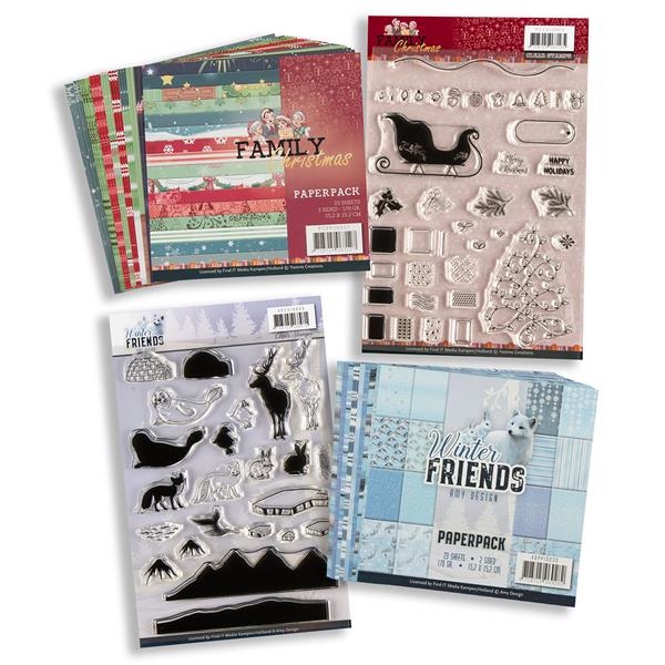 Find It Media 2 x Christmas Paper Pads & 2 x Clear Stamp Sets - D - 227494