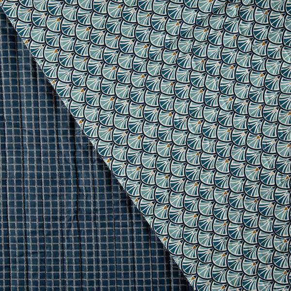 Higgs & Higgs Blue Fans / Blue Grid Quilted Cotton 1m Fabric - 229959