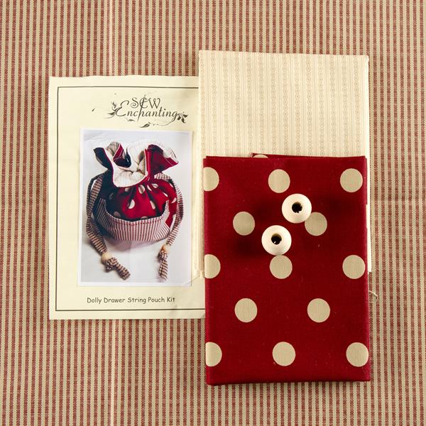 Sew Enchanting Dolly Pouch Kit with Fabrics & Pattern - Burgundy  - 232622