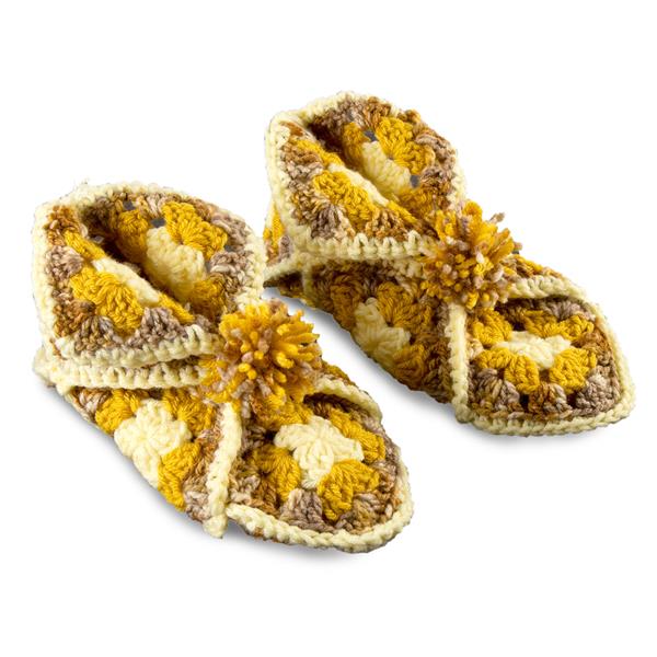 Joseph Bear Designs Brown Granny Square Slippers and Bootees Croc - 235099