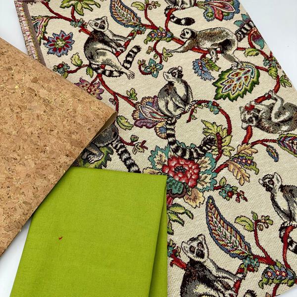 Natasha Makes Tapestry Fabric Trio: 1/2m Lemurs, 1/2m Chartreuse  - 236388