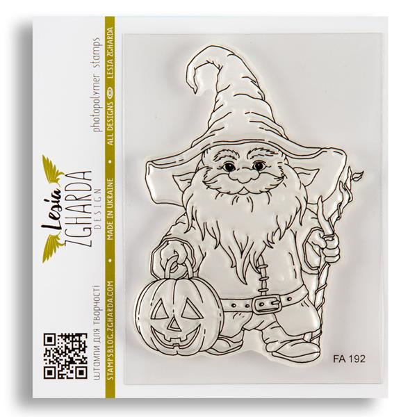 Lesia Zgharda Stamp - Forest Gnome and Pumpkin Lantern - 236618