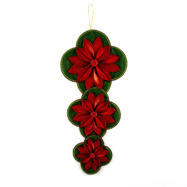 Daisy Chain Designs Red & Green Poinsettia Christmas Wallhanging  - 242076