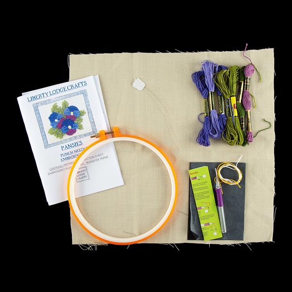 Liberty Lodge Crafts Pansies Punch Needle Embroidery Starter Kit  - 242370