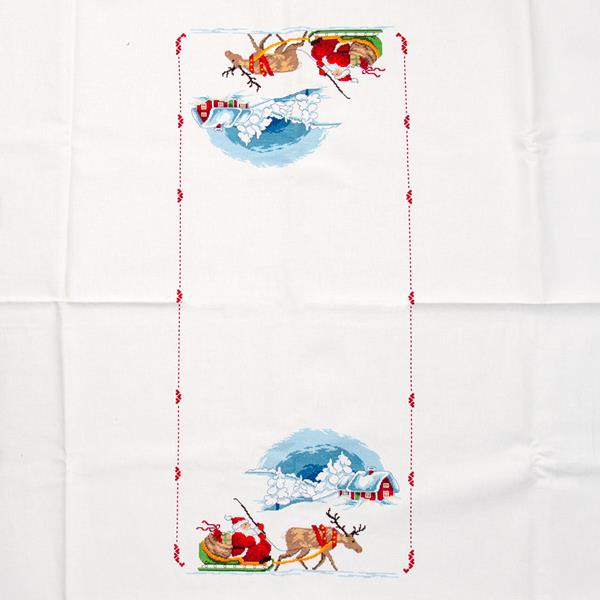 Permin Elf & Sleigh Tablecloth Cross Stitch Kit - 140x230cm - 256767