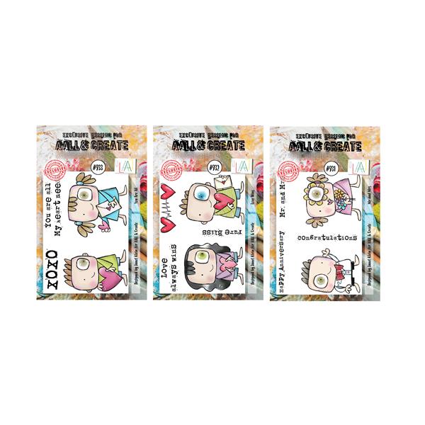 AALL & Create Janet Klein 3 x A7 Stamp Sets - Mr & Mrs, Love Wins - 260429
