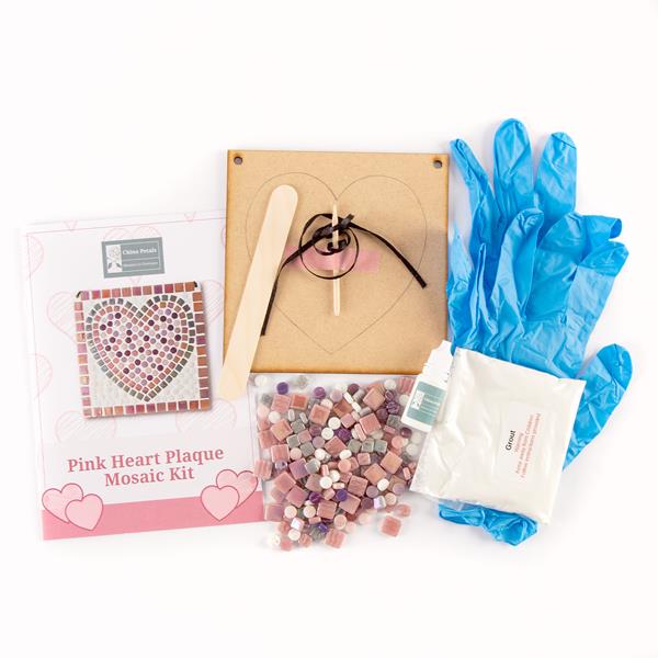 China Petals Mosaic Kit - Pink Heart Plaque - 265037
