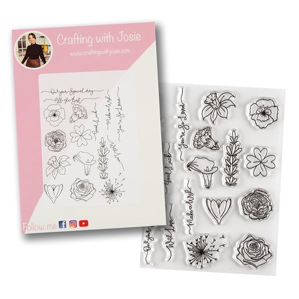 Crafting with Josie Flower Heads &  Sentiments Set 2 Stamp Bundle - 266644