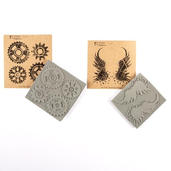 Stamp Addicts Distressed Cogs & Wings Cling Mounted Rubber Stamp  - 266670