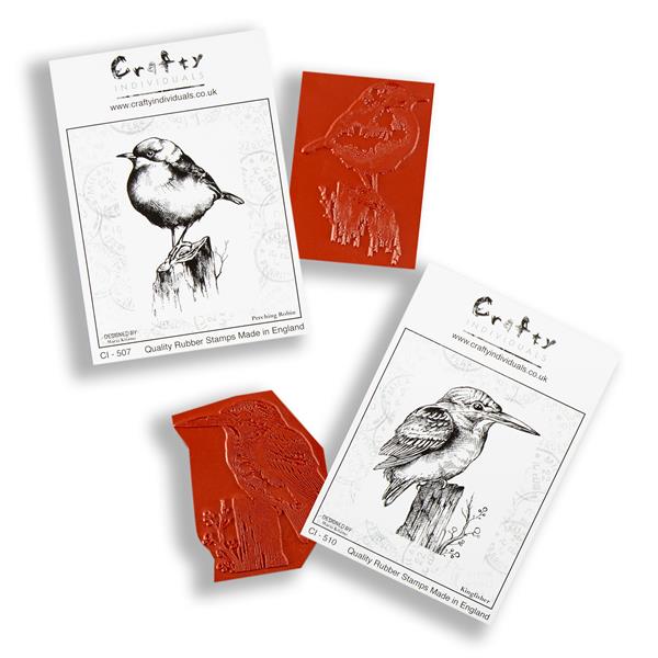 Crafty Individuals 2 Unmounted Rubber Stamps - Perching Bird & Ki - 270961