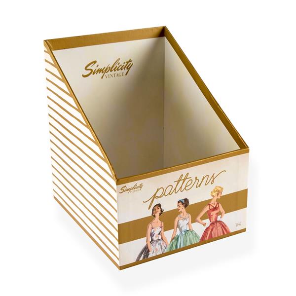 Simplicity Vintage White & Gold Stripe Storage Box - 17.5cm x 20. - 274551