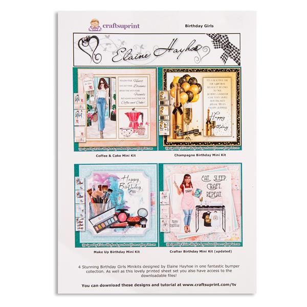CraftsUprint Birthday Girls 20 Sheets & 20 Matching Downloads - 277028