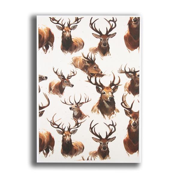 Emlems Wildlife A4 Rice Paper - Stag Heads - 278939