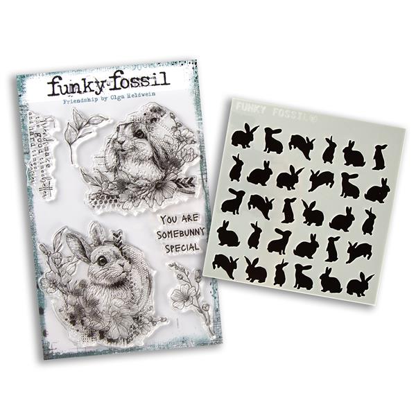 Funky Fossil Friendship A5 Stamp Set & Hop It Stencil - 279011