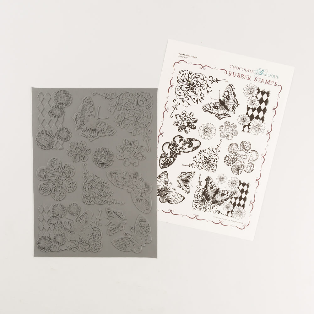 Chocolate Baroque Butterfly Daisy Collage A4 Unmounted Stamp Sheet