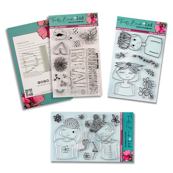 Thirsy Brush A5 Stamp Set Trio - Real Not Perfect, Daisy & Castor - 280377