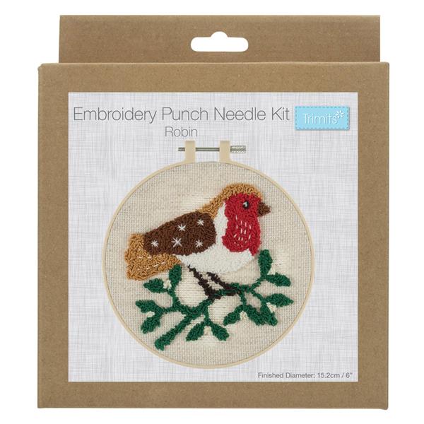 Trimits Christmas Robin Punch Needle Kit with Hoop - 280449