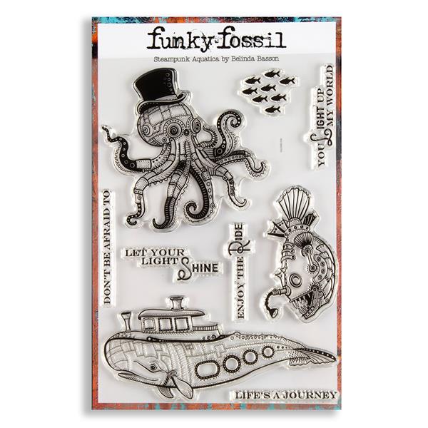 Funky Fossil Belinda Basson A5 Steampunk Aquatica Stamp Set - 9 S - 282126