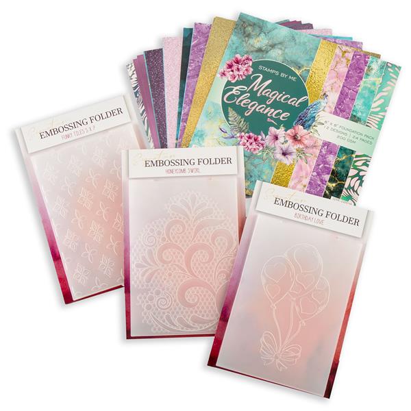 Stamps By Me Embossing Folder Trio with 8x8" Magical Elegance Pap - 282907