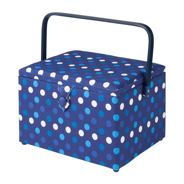 Sewing Online Navy Spot Large Sewing Basket - 23.5x31x20.5cm - 290534