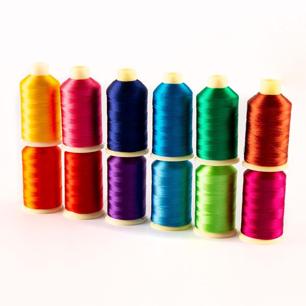 Marathon Threads Brights Pack of 12 x 1000m Rayon Embroidery Thre - 291891