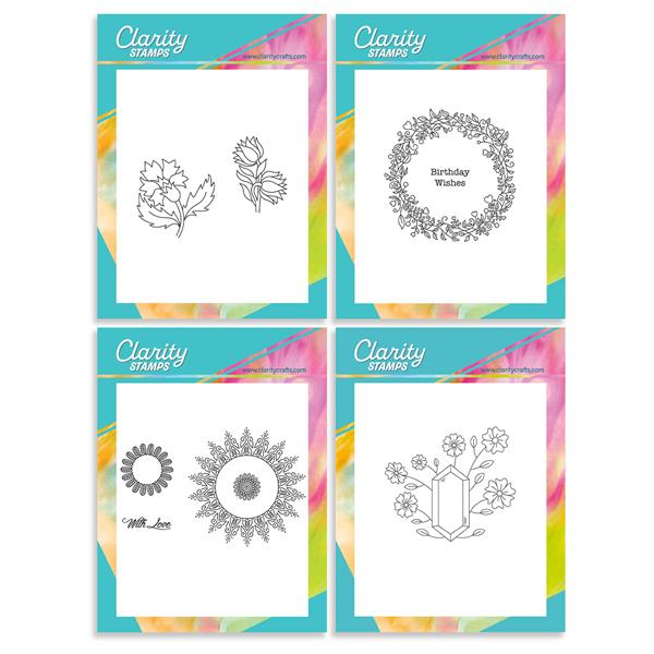 Clarity Super Savers - Celebration Florals A6 Stamp Quartet - 292217