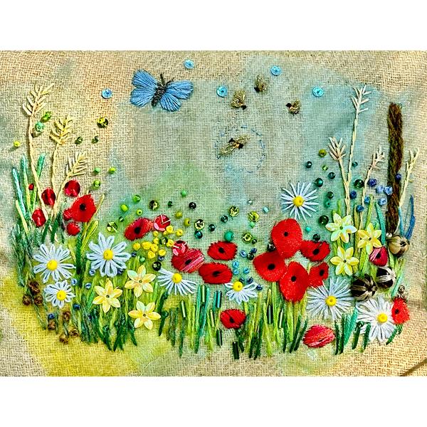 Rowandean Embroidery Poppy Meadow Pincushion Kit - 292684