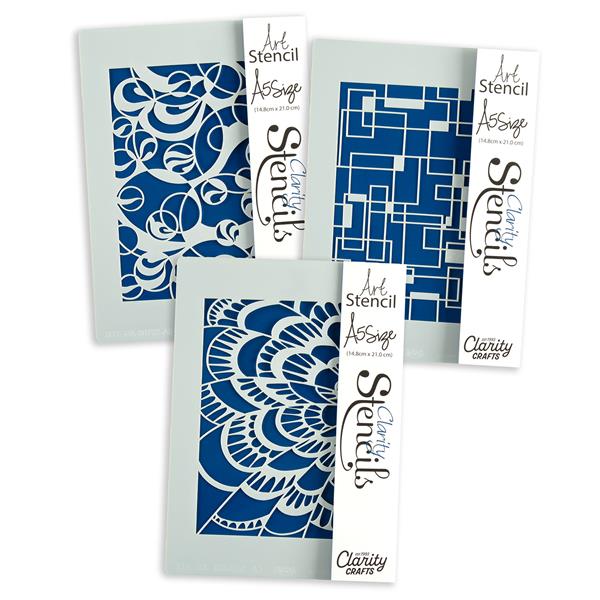 Clarity Crafts Cherry Green Doodleology A5 Stencil Trio - Set 2 - 293649