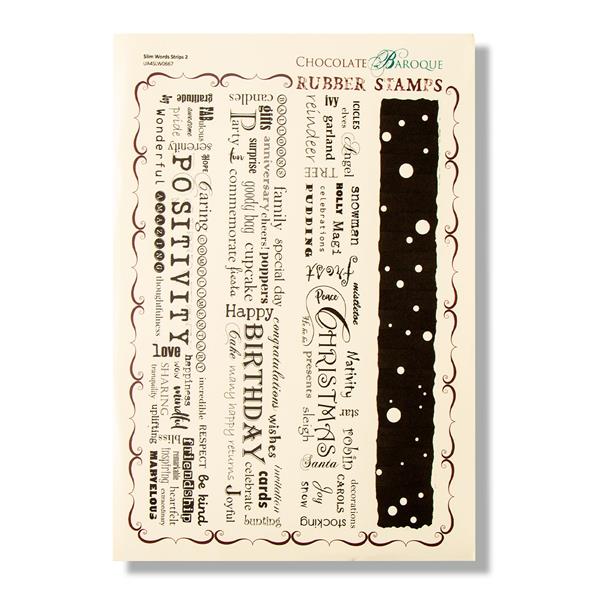 Chocolate Baroque Slim Words Strips 2 - A4 Mounted Stamp Sheet - 294122