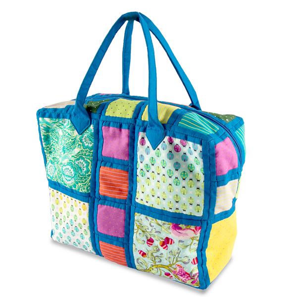 Daisy & Grace Tula Pink Blue Zipped Bucket Bag Kit - Pattern, Main ...