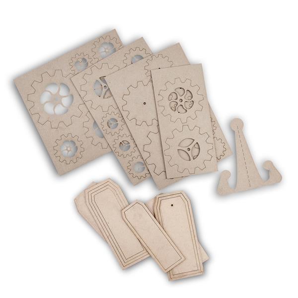 GSL Cuts Tags with Frames, 4 x Greyboard Sheets with Gears & Free - 295997