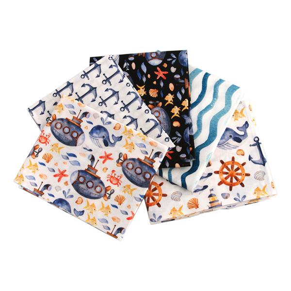 Sewing Online Blue Sea Anchors Themed Pack of 5 Cotton Fat Quarte - 300177