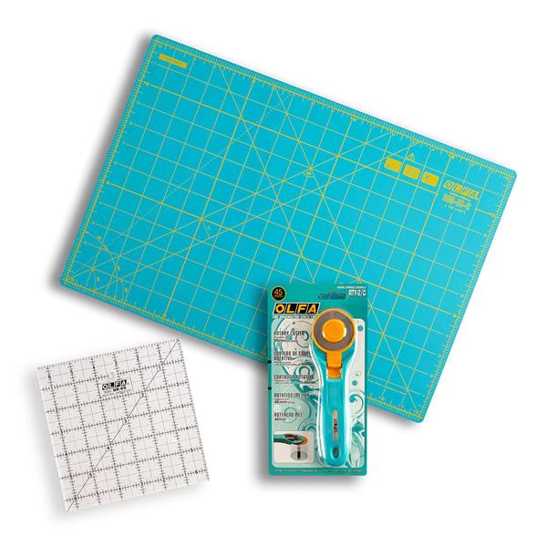Olfa Aqua Premium Quilting Kit - Contains 45mm Rotary Cutter, 6x6 - 306138