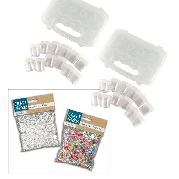Craft Artist - 2 x Packs Clear & Rainbow Dew Drops with 2 x Stora - 314417