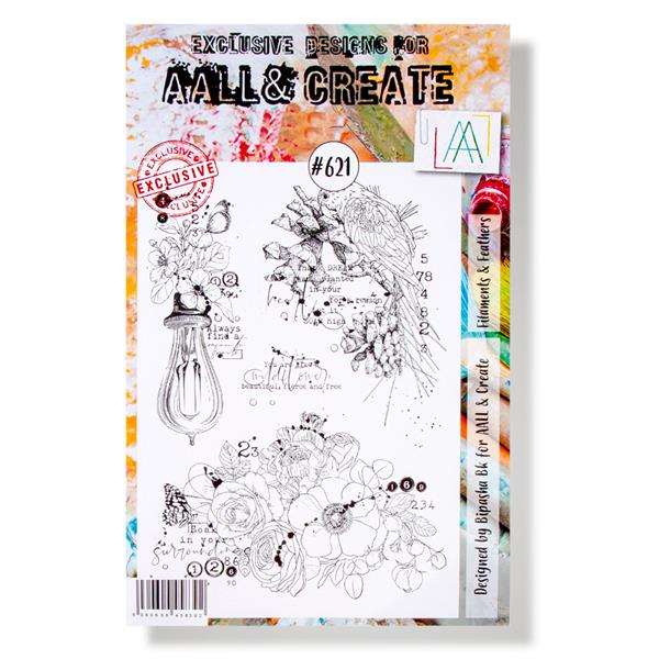 AALL & Create A5 Stamp Set - Filaments & Feathers - 4 Stamps - 314739