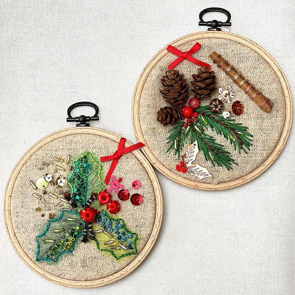 Rowandean Embroidery Kit Bundle - Includes: Christmas Holly & Clo - 315078
