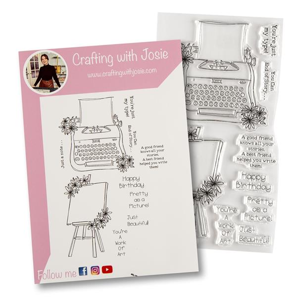 Crafting with Josie Floral Type Writer & Easel Stamp Set - 10 Sta - 315607