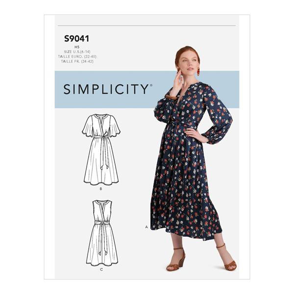 Simplicity Sewing Pattern S9041 Misses' Front Tie Dress In Three  - 325239