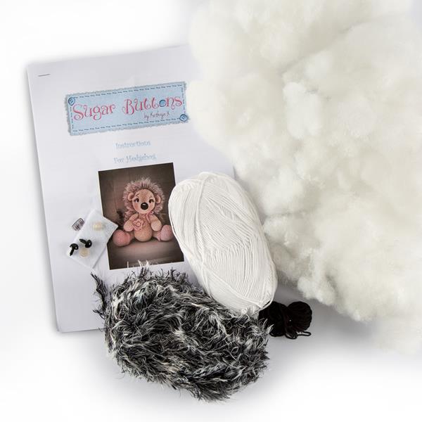 Sugar Buttons Hedgehog Crochet Kit - Includes: Yarn, Accessories, - 335106