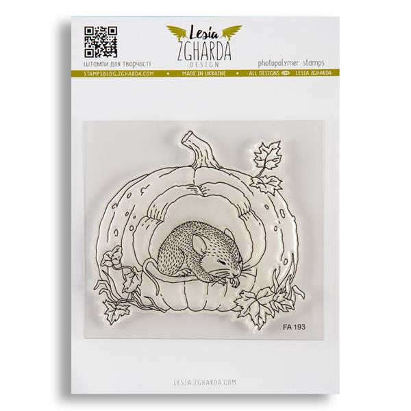 Lesia Zgharda Stamp - Sleeping Mouse in Pumpkin - 336706