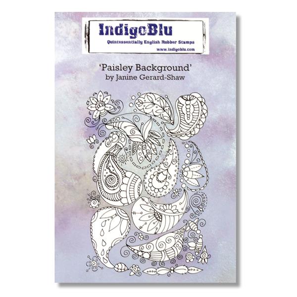 IndigoBlu A6 Red Rubber Stamp - Paisley Background - 337737