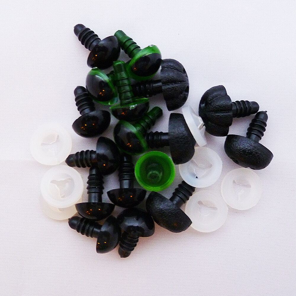 Craft Yourself Silly Toy Fittings - 12 Sets Black, 4 Sets Green &amp; 12 Noses