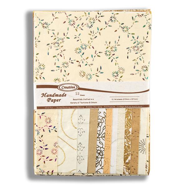 Handmade Paper Pack - Ivory - 12 A4 Sheets - 344621