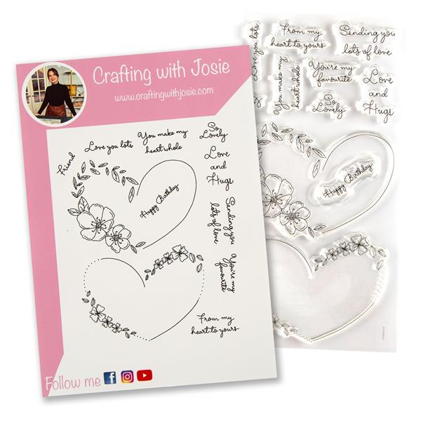 Crafting with Josie Floral Hearts Stamp Set - 11 Stamps - 344754