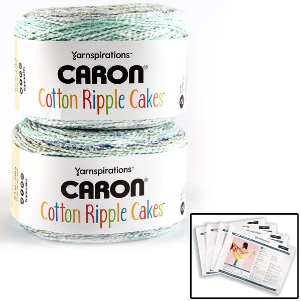 Caron Cotton Summer Rain Ripple Cakes Yarn 240g -  2 Balls & 4 Pa - 345494
