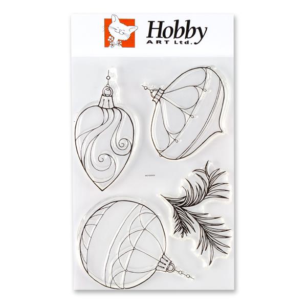 Hobby Art A6 Clear Stamp Set- Christmas Baubles - 4 stamps - 348953