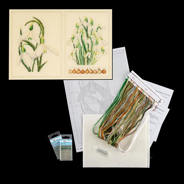 Thea Gouverneur Snowdrops Panel Cross Stitch Kit with Sharps Need - 352518