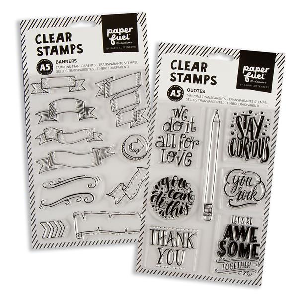 Paperfuel A5 Stamp Set Duo - Banners & Quotes - 17 Stamps - 353567