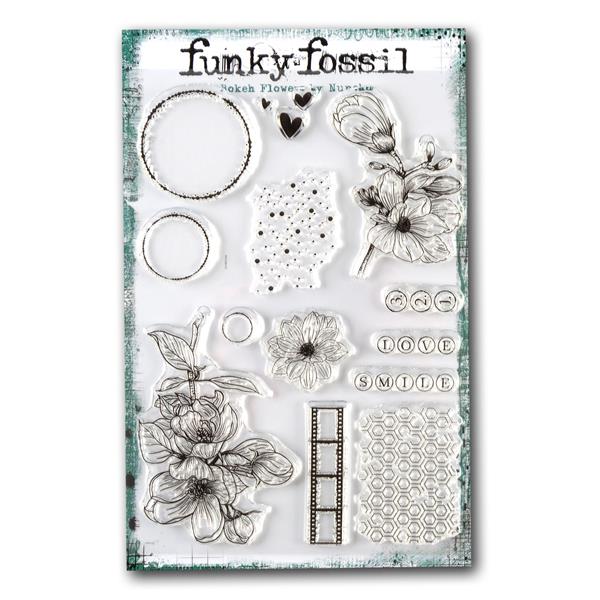 Funky Fossil Bokeh Flowers A5 Stamp Set - 14 Stamps - 361845