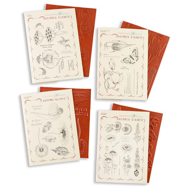 Chocolate Baroque Floral Stamp Collection - 4 x A5 Mounted Stamp  - 366533